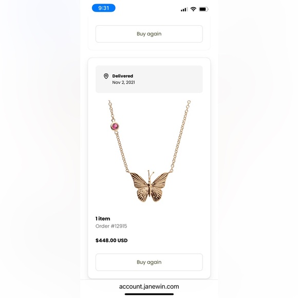 Jane Win Gold Butterfly Pendant Necklace - Picture 3 of 7